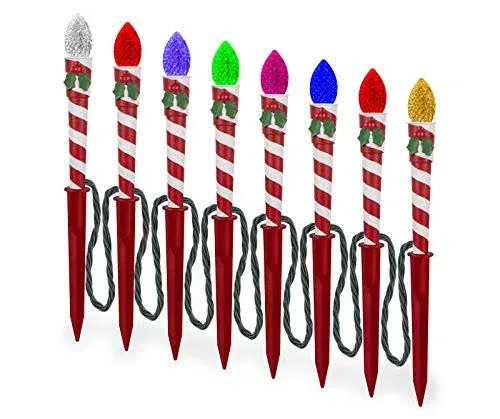 Gemmy ColorMotion Candy Stripe Pathway Markers Set