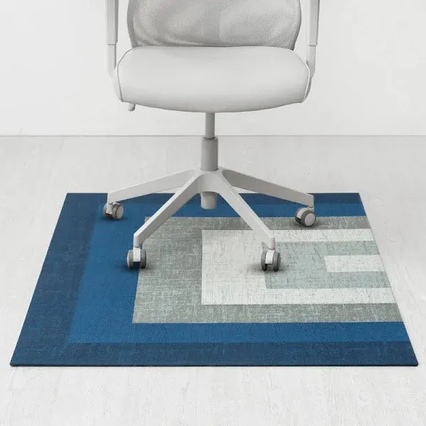 Anji Mountain Rug'd Ponca Carpet & Hard Floor Chair Mat, 36" x 48", Blue/Gray Polyester (AMB9039)