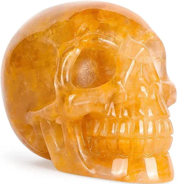 LEADGEM 3.0" Citrine Crystal Skull Figurine