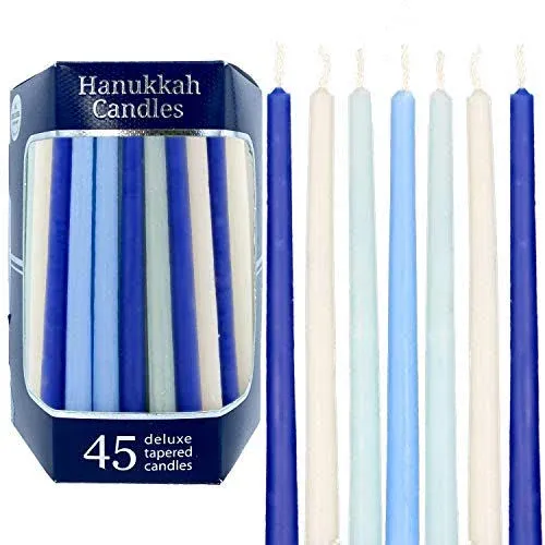 The Dreidel Company Deluxe Twisted Blue & White Hanukkah Menorah Candles for All 8 Nights of Chanukah (Single)