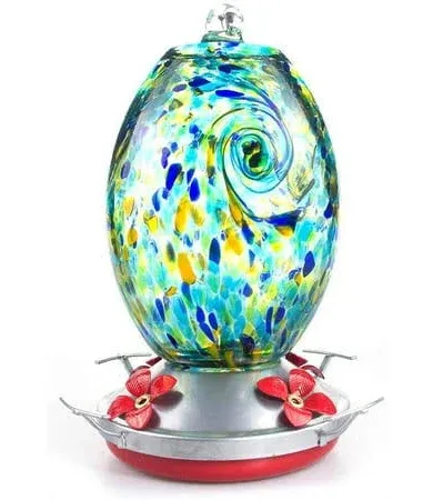 Muse Garden Hand Blown Glass Hummingbird Feeder - Starry Night