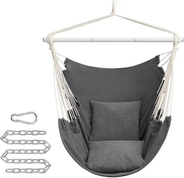 SONGMICS Hammock Chair Load Capacity 500 lb Hanging Chair with 2 Cushions Lar...