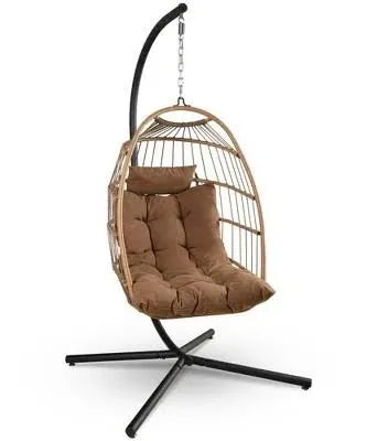 SereneLife Hanging Egg Chair with Stand - Up to 550 lbs of Capacity (Brown)