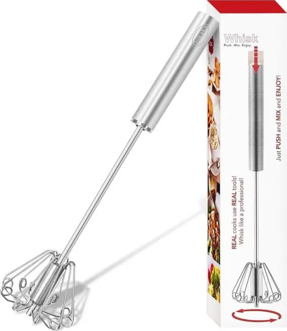 Qukaka Hand mixer whisk,stainless steel semi automatic whisk,egg spinner,whizzy whisk,whipped cream dispenser,easy whisk for cooking,Beating