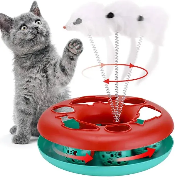 Tower of Tracks Cat Toy - Interactive Kitten Toy Set with Mouse &amp; Rolling Ball