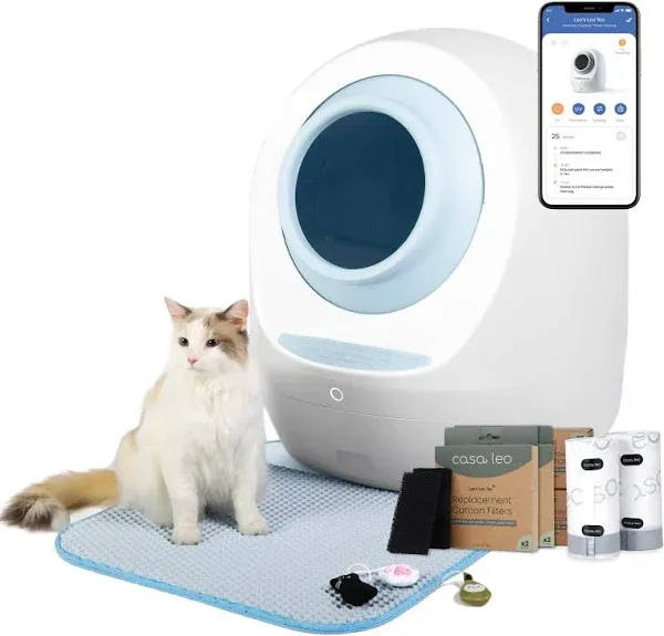 Casa Leo Leo's Loo Too Starter Bundle Smart Self-Cleaning Cat Litter Box