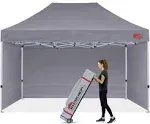 MASTERCANOPY Heavy Duty Pop-up Canopy Tent with Sidewalls (10x15,Gray)