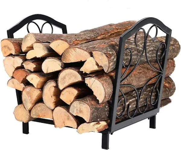 Phi Villa 17 inch Small Decorative Indoor/Outdoor Firewood Racks Steel Wood Storage Log Rack Holder