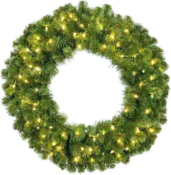 Red Sleigh Pre-lit Commercial Sequoia Fir LED Christmas Wreath