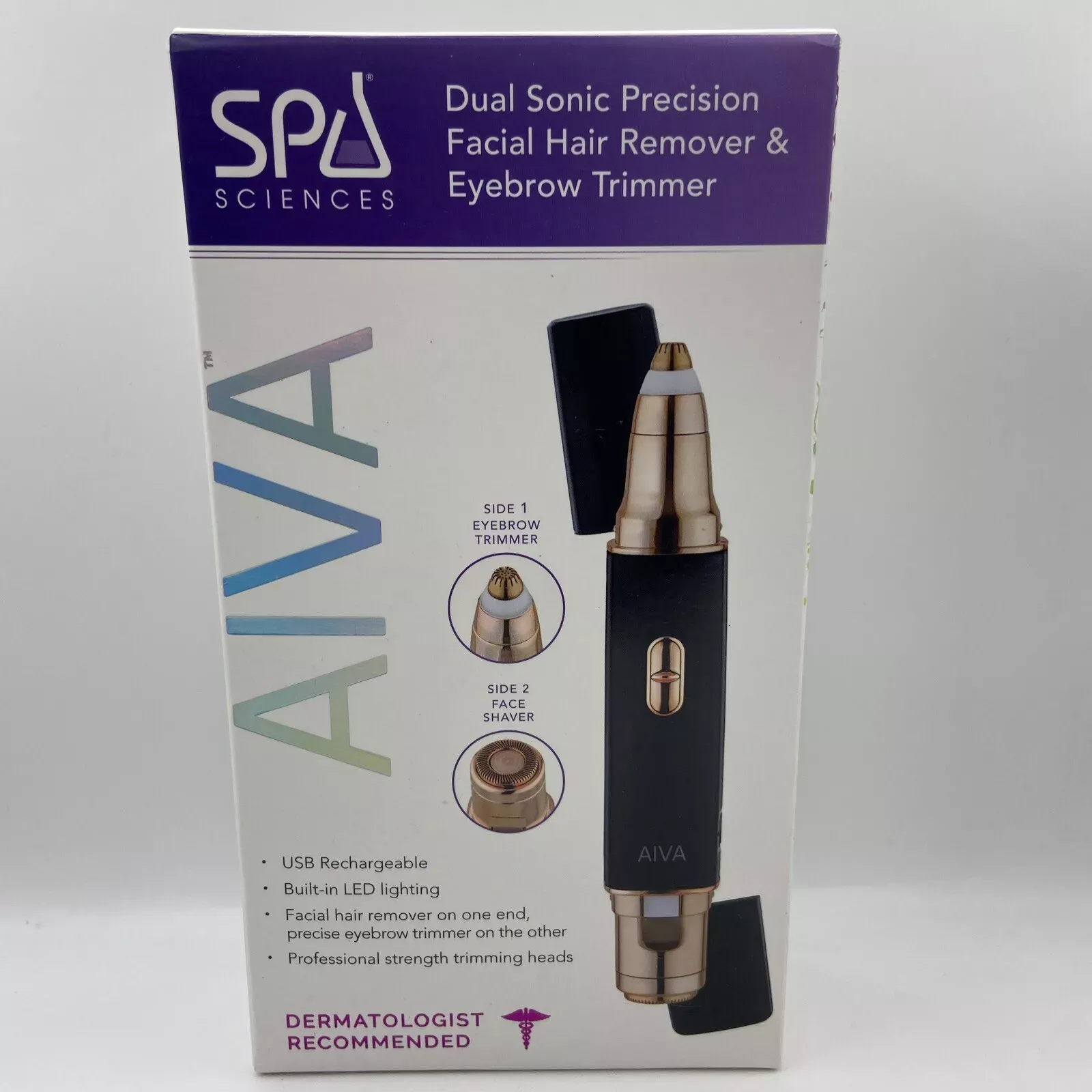 AIVA SPA SCIENCES DUAL SONIC PRECISION FACIAL HAIR REMOVER & EYEBROW TRIMMER