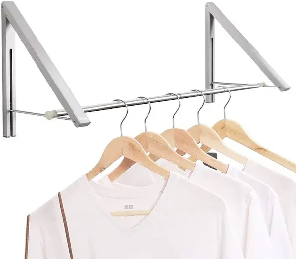 Anjuer Laundry Room Drying Rack Wall Mounted Clothes Hanger Folding Wall Storage