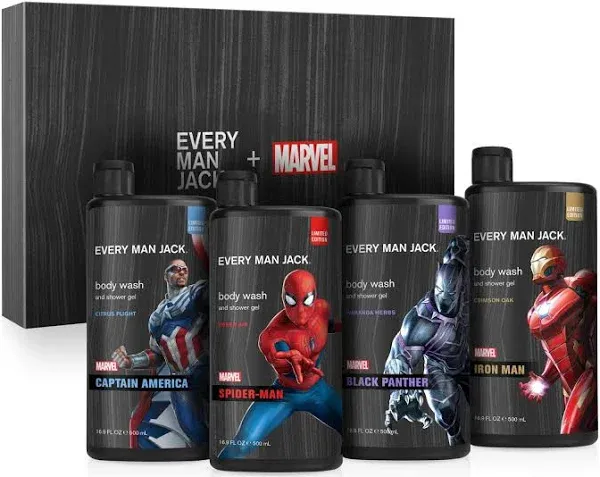 Every Man Jack Marvel Collectors Box Body Wash Gift Set(4 Bottles) FREE SHIP!