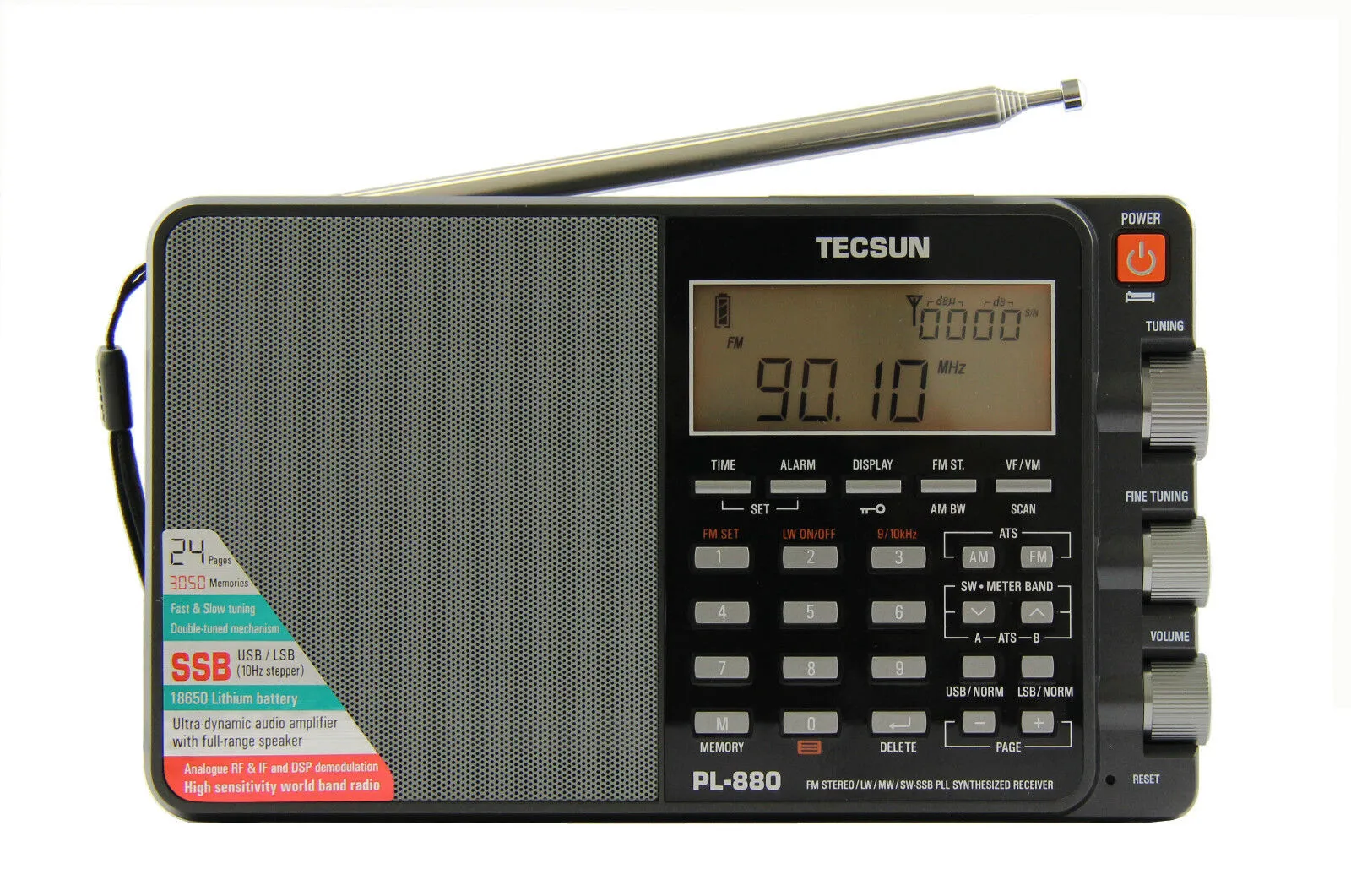 Tecsun PL-880 Portable world band Radio AM FM SSB