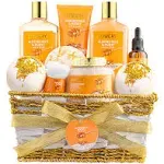 Luxe Almond Milk and Honey Spa Gift Basket - 10pc Home Bath Kit