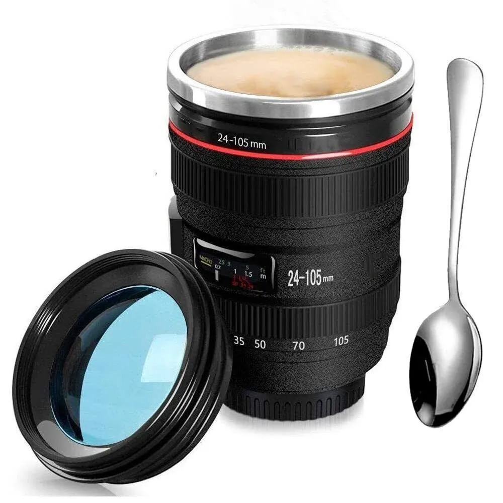 Chasing Y Camera Lens Coffee Mug Fun Photo Stainless Steel Lens Mug Thermos G...