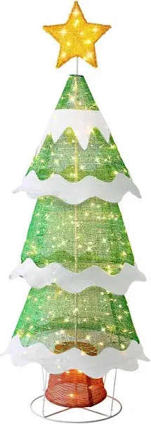 Lighted Christmas Tree Outdoor Christmas Decorations 6.5ft Lighted Pop-Up 