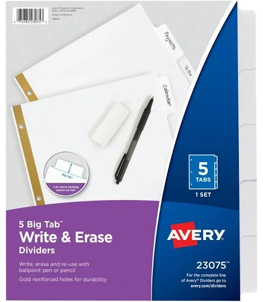 Avery Big Tab Write & Erase Dividers