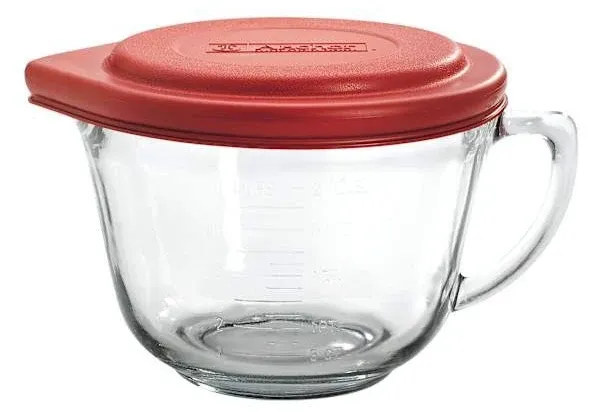 Anchor Hocking 2 Quart Batter Bowl with Red Lid