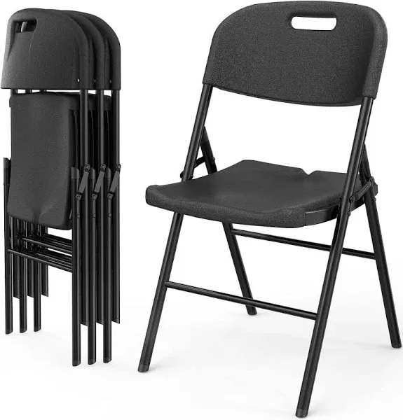 Vingli Plastic Folding Chair Indoor Outdoor Portable Stackable Commercial Seat with Steel Frame 350lb. Capacity for Events Office