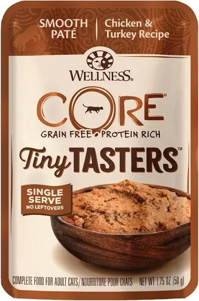 Wellness Grain Free Core Tiny Tasters Wet Cat Food, Chicken & Turkey (1.75 oz)