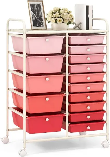 Costway 15 Drawer Rolling Storage Cart