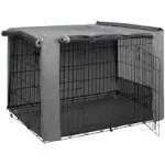 HiCaptain Folding Metal Dog Crate Cover for 42 Inch Wire Pet Cage(Two-Tone Gray)