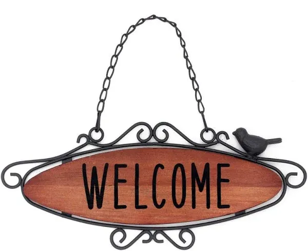 Funerom Rustic Small Wooden Welcome Sign Hanging Wood Farmhouse Porch Decorations for Front Door 12.2×5.1