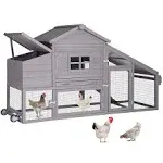 Aivituvin Wooden Chicken Coop for 2-3 Hens with Wheels