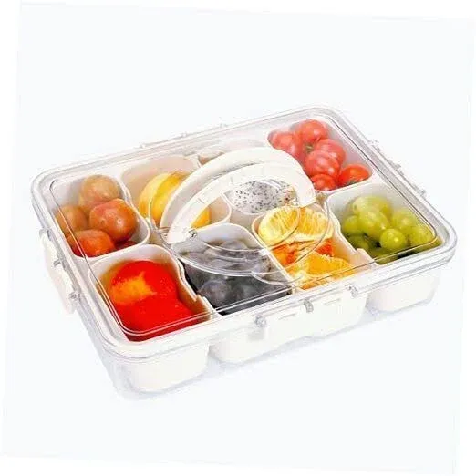 Divided Serving Tray with Lid and Handle - Snackle Box Charcuterie 1 Pack