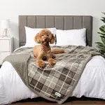 PetAmi Waterproof Dog Blanket, Plaid Taupe, Large