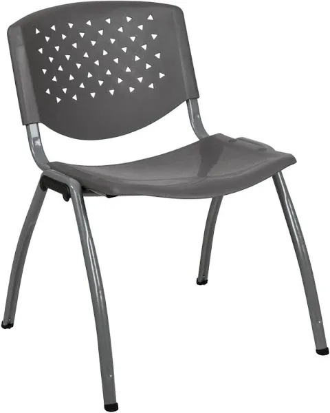 Flash Furniture Hercules Series 880 lb. Capacity Plastic Stack Chair with Titanium Gray Powder Coated Frame RUT-F01A