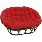 International Caravan Rattan Double Papasan Chair with Twill Cushion Red