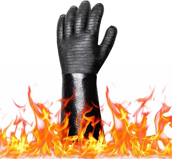 Feunu BBQ Grill Gloves 932°F Heat Resistant Grilling Gloves 14in Waterproof Long Sleeve Barbecue Gloves for Fryer Turkey Baking Smoker Rotisserie BPA