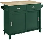 Crosley Cora Drop Leaf Kitchen Island Emerald & Natural