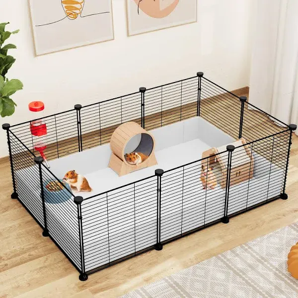 YITAHOME Guinea Pig Cage, Indoor C&C Small Animal Cage with Waterproof Plastic Liner, Loft and Partition for Bunny, Chinchilla and Hamster, Habitat