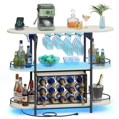 Vasagle Bar Cabinets for Home LED Coffee Bar Home Mini Bar for Liquor