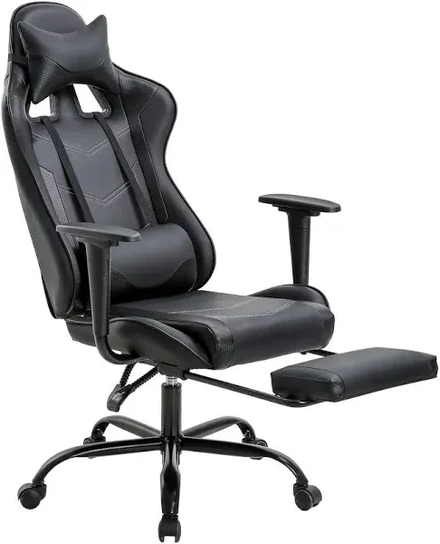 BestOffice Office Chair PC Gaming Chair Ergonomic Desk Chair Executive PU Leather Computer Chair Lumbar Support with Footrest Modern Task Rolling