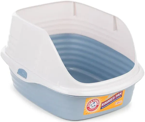 Arm & Hammer Large Rimmed Wave Litter Box | PEARL WHITE/DARK GRAY / LARGE | Petmate