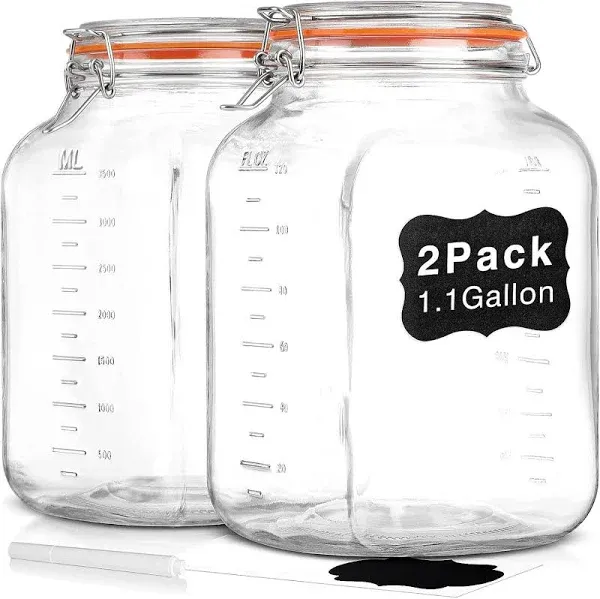 2 Pack Square Super Wide Mouth Airtight Glass Storage Jars with Lids