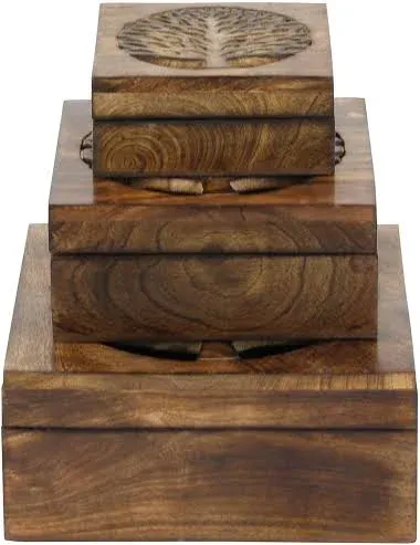  Wood Tree Decorative Box Decorative Keepsake Boxes w Hinged Lid &amp; Ornate clasp