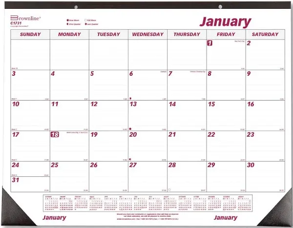 Brownline Monthly Desk Pad Calendar 2025