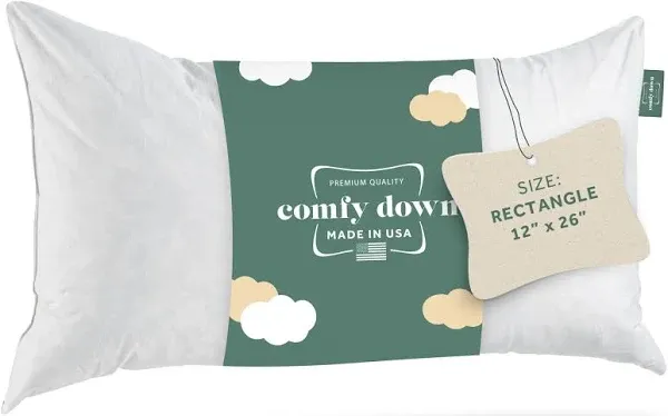 ComfyDown 95% Feather 5% Down, Rectangle Decorative Pillow Insert, Sham STUFFER. - 14" x 36"