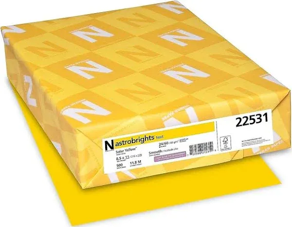 Wausau Paper 22531 Astrobrights Color Paper, 24lb Colored Solar Yellow 