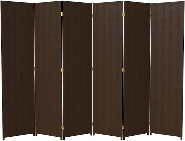 Oriental Furniture Room Divider 6&#039; Bohemian Folding 4-Panel Woven Palm White