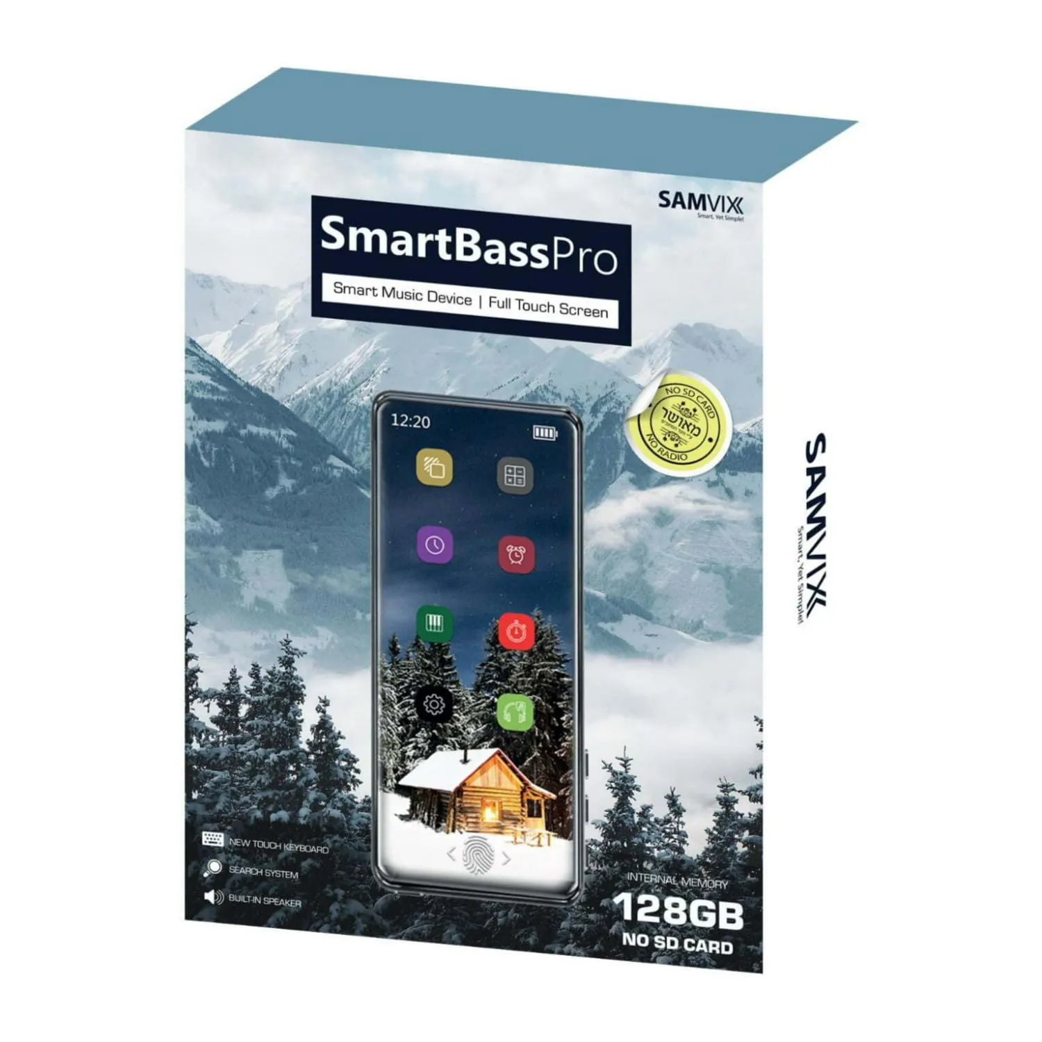 Samvix Smartbass Pro 128GB Touchscreen Bluetooth Built-in Speaker Kosher MP3 Player (Black)