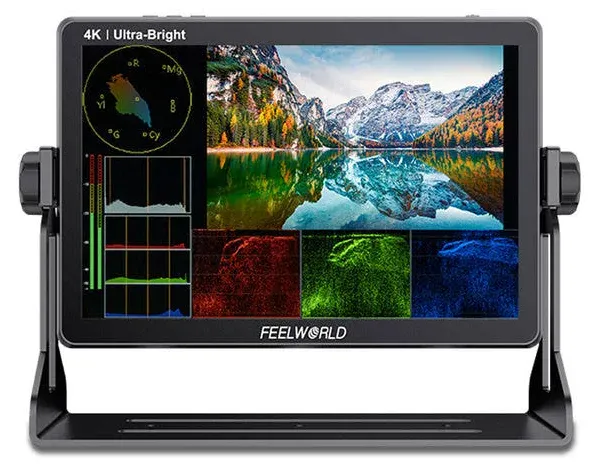 FEELWORLD LUT11S 10.1 Inch Ultra Bright 2000nit Touch Screen DSLR Camera Field Monitor and 3D Lut Waveform Vectorscope Automatic Light Sensor HD 1920x1200 3G SDI 4K HDMI Input Output