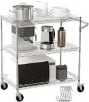 VEVOR Kitchen Utility Cart, 3 Tiers, Wire Rolling Cart with 661 LBS Ca