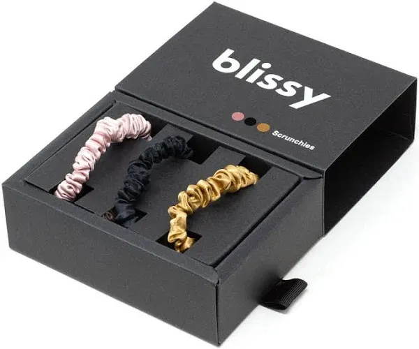 BLISSY 3-Pack Skinny Silk Scrunchies