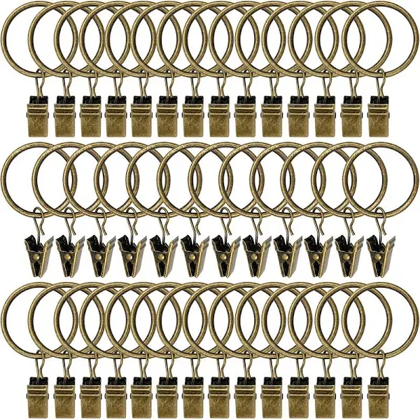 AMZSEVEN 40 Pack Curtain Rings with Clips Drapery Clips with Rings Drapes Rings 1.26