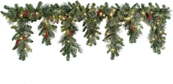 72 in. Pre-Lit Classic Greenery Cascading Mantel Artificial Christmas Swag